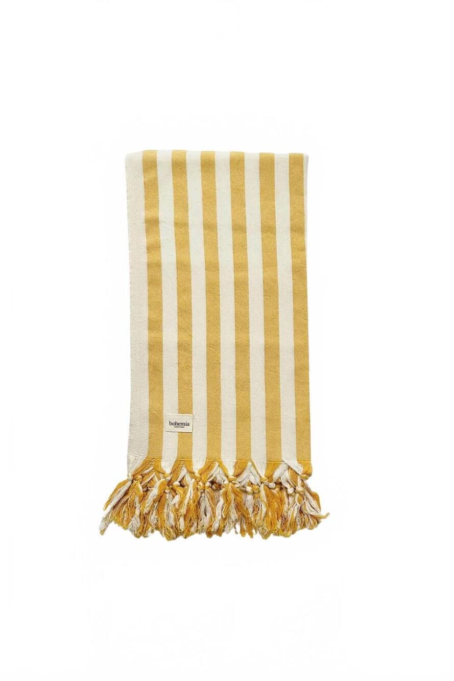 NEW BOHEMIA DESIGN brighton stripe summer hammam towel in mustard